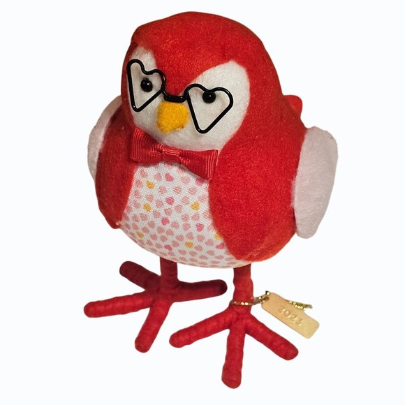Target 2023 Spritz Fabric Valentine’s Bird Fledge with Heart Glasses w Gold Tag - Picture 2 of 10